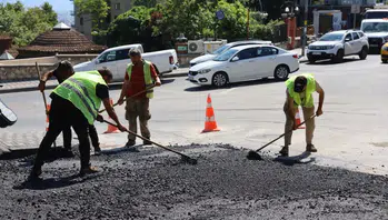 Çekirge'de yol çalışması yapıldı